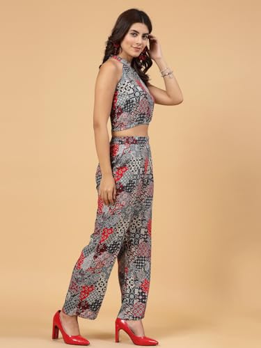 Image of Rigo Rayon Printed Top and Shorts Co-ord Set for Women | Sleeveless Co-ords Set for Women | Stylish Dresses for Women | Night Wear, Beach Wear, Vacation Wear Outfit