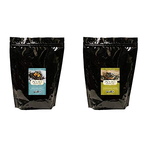 Numi Organic Tea Aged Earl Grey, 16 Ounce Pouch, Loose Leaf Black Tea (Packaging May Vary) & Organic Tea Gunpowder Green, 16 Ounce Pouch, Loose Leaf Tea (Packaging May Vary) #TOP13