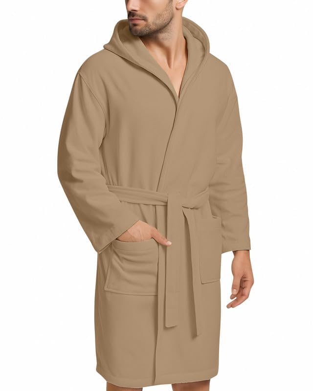 NARCISO - Peignoir Homme Femme en Microfibre Économique avec Poches, Capuche et Ceinture, Idéal pour la Maison, le Voyage, la Salle de Sport, Tissu Doux et...