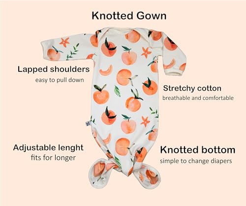 Teobee Handmade Soft Cotton Peach Baby Sleeper And Headband Set, Stretchy Knotted Pajamas  thumb #4