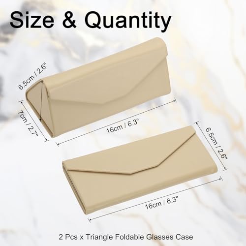 Image of PATIKIL Foldable Glasses Case, Triangle Magnetic Sunglasses Organizer Case PU Leather Hard Eyeglass Case for Women (2 Pcs)