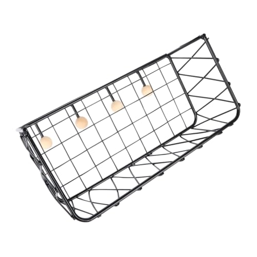 Happyyami 1Pc Hanging Sundries Organizer Black Wall Hook Storage Rack for Home Use Creative Iron Art Wall Shelf for Kitchen Bedroom Office Decor Space Saving S