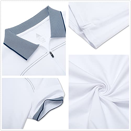 Golf Polo Shirts For Women Zipper Slim Fit Collared Shirts Tennis Hiking Athletic Workout Tops Black Blue Stripe L #TOP4