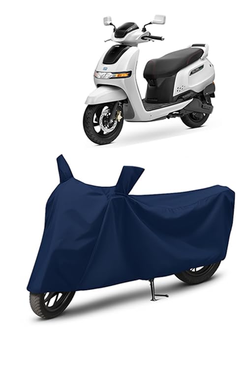 Image of Waterproof Scooty Cover for TVS Iqube Electric | All Weather Protection from Rain, Dust, UV Rays & Scratches with Mirror Pockets & Buckle Belt | Iqube Electric Scooty Cover