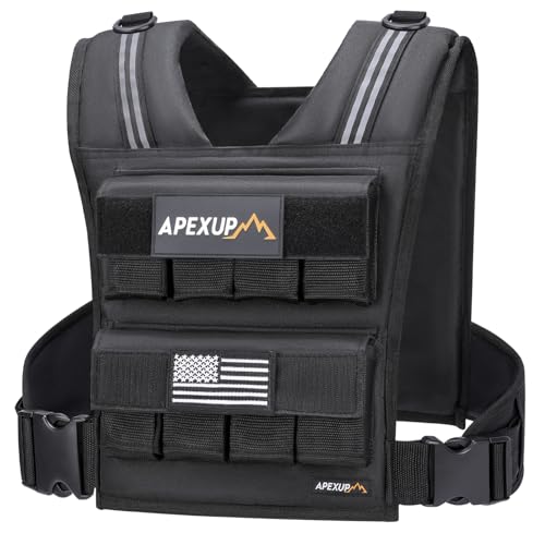 Image of APEXUP Adjustable Weighted Vest Men 20lbs /30lbs /40lbs Weights with Reflective Stripe, Weight Vest Woman Workout Vest for Strength Training Running Walking