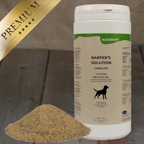 Lecker.Pet® 1 kg Barfer's Solution Complete Universal Nährstoff Mix Pulver für Hunde | Ergänzung für Hundefutter | Ausgewogene Barf Ernährung | Mit Bierhefe & Algentalk | Mineralstoffe & Vitamine