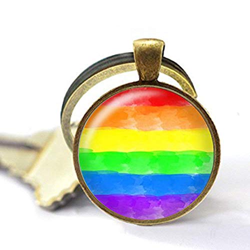 Preisvergleich Produktbild Schlüsselanhänger mit Regenbogen-Pride-Flagge, Aquarell, Gay Pride, LGBT-Glasschmuck
