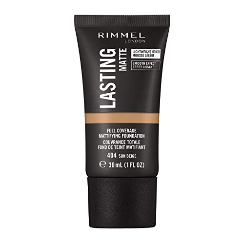Rimmel Lasting Matte Full Coverage Light-weight Foundation 30ml, 404 Sun Beige