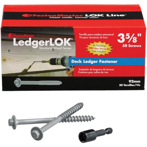 FastenMaster FMLL358-50 LedgerLOK Ledger Board Fastener, 3-5/8 Inches, 50-Count , Gray