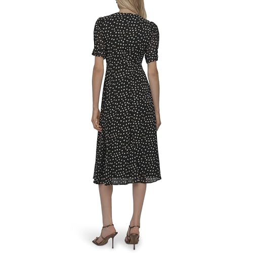 Image of DKNY Women's Short Sleeve Button Front Fit & Flare Midi Dress