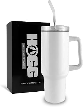 Hogg 40oz Traveler - White, 40 oz Sublimation Tumblers Bulk, Sublimation Tumblers with Handle