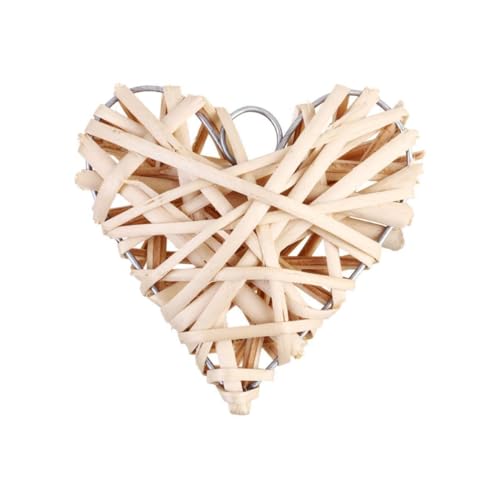 SUPVOX Lot de 6 Pendentifs Suspendus de Cœur en Osier Tressé Beige, Décoration Intérieure Bohème Romantique pour Fête ou Bar, Taille 10 Cm