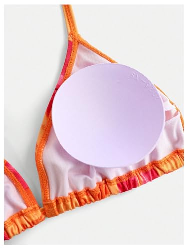 OYOANGLE Girl's 3 Piece Triangle Swimsuits Floral Print High Waisted Halter Bikini Set with Cover Up Skirt4