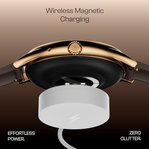 Image of Fire-Boltt Phoenix Air Smart Watch 1.26 inch Round Display, Rotating Button, Wireless Charging, Ultra Lightweight Metal Body, Bluetooth Calling, Smartwatch with Silicone & Mesh Steel Straps Mocha Brown