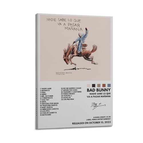 BAD BUNNY NADIE SABE LO QUEVA A PASAR MANANA Rapero Música firmada limitada para portada de álbumes, pósteres, lienzo, arte de pared, habitación, pósteres estéticos, música, aula, dormitorio