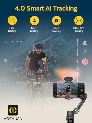 Handheld 3-axis Gimbal Stabilizer for iPhone&Android Smartphone Gimbal Anti-Shake w/ 1/4 Thread,RGB Magnetic Light,AI Tracking Phone Gimbal for Vlogging for TikTok,YouTube-Smart X Kit Black - Image 4