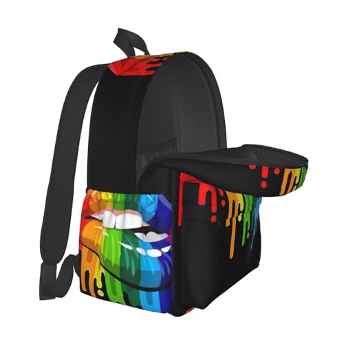 Lgbt Pride Rainbow Gay Lesbian Pride Lips Laptop Backpack Shoulder Bag Laptop Pack Travel Backpacks Commuter Back Pack Casual Daypack Bags With Side Pockets2