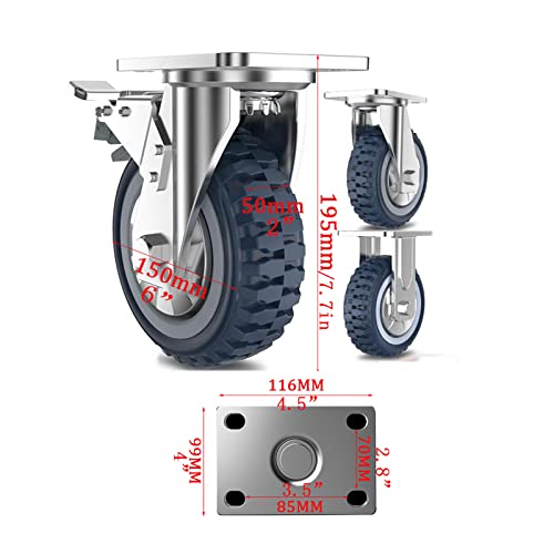 Roulettes de remplacement pour chariot robustes et polyvalentes 6 pouces