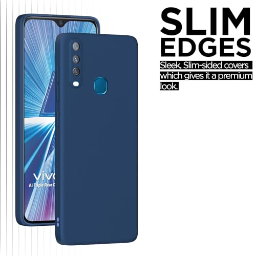 Image of Outlouders Back Cover for Vivo Y12 / Vivo Y15 / Y17 / Vivo U10 | Camera Protection | Durable Soft Matte Silicone Bumper Case (Blue)