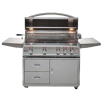 Outdoor Kitchen Professional Built-in BBQ Grill | 44" 4-Burner Natural Gas NG Grill W/Rear Infrared Burner | Perfect for Outdoor Cooking & Entertaining by Blaze |Stainless Steel | BLZ-4PRO-NG