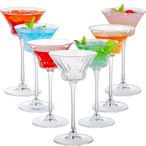 wookgreat Stemmed Martini Glasses Set of 6, Premium Crystal Design Cocktail Cups 3.5 Oz, Vintage...