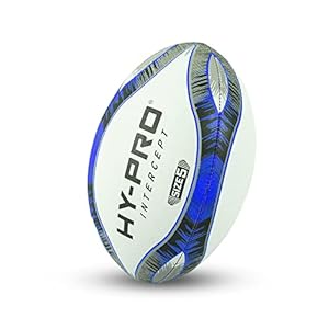 Hy-Pro Intercept Rugby Ball Größe 5 – Rugbyball aus hochwertigem Gummi mit genoppter Oberfläche – Langlebiger Rugby-Trainingsball für Vereine und Freizeitspiel.