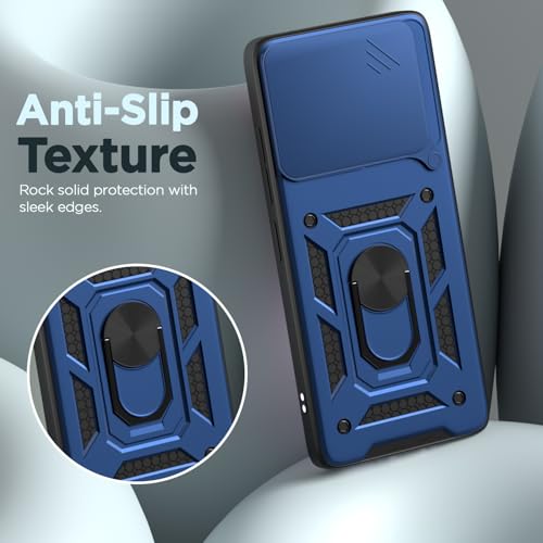 Image of Outlouders Back Cover for OnePlus 15 5G | D10 Tough Armor 360 Protection Case with Sliding Camera Shield & Ring Holder Stand Bumper Case (Blue)
