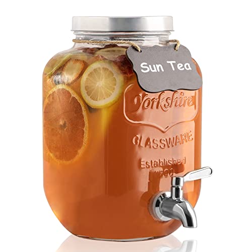 Comparison: Best Sun Tea Jar 5 1 Gallon Drink Dispenser with Spigot 18/8 Stainless Steel – Airtight & Leakproof Glass Sun Tea Jar with Anti-Rust Lids, Beverage Dispenser for Parties - Laundry Detergent Holder