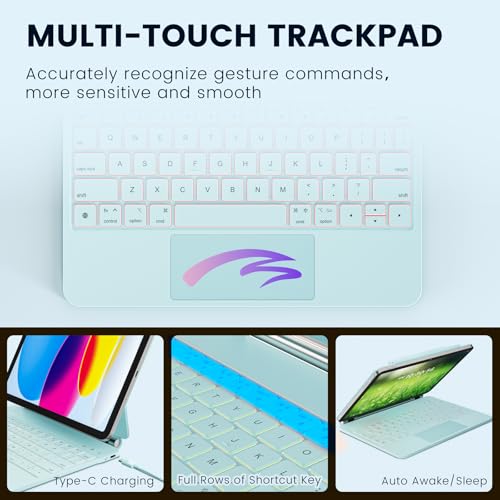 Image of RAYMCRAFT for iPad A16 11th /10th Gen Case Keyboard, Magnetic Floating Stand