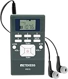 Retekess PR13 FM Radio Tascabile, Ricevitore FM Portatile,Radio Orologio Digitale con Auricolare Stereo, Utilizzo di 2 Batterie AAA, Clip Posteriore, per Riunioni, Guide Turistiche,Regalo