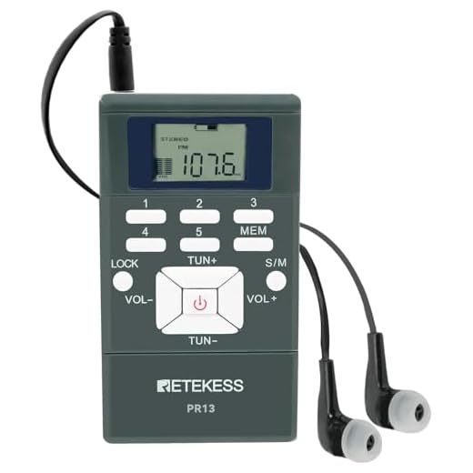 Retekess PR13 FM radio bärbar mini stereo radio med hörlurar batteridriven för konferens samtida tolkning tur guide team (svart)