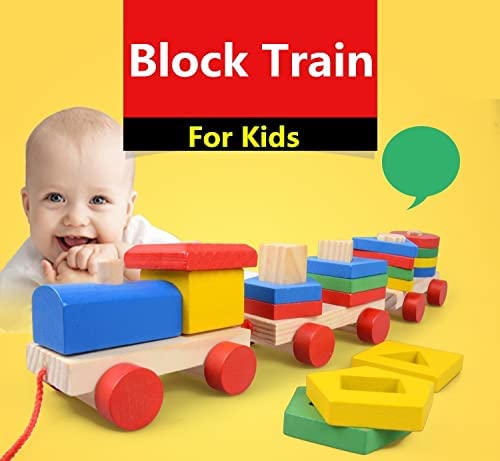 Image of PLUSPOINT Wooden Shape Sorting & Stacking Block Train Toy Colour sorter and Stacking Game Block Puzzle Toy Pull Early Learning Educational Toddler Gift for 3 Year+ Kids (Shape Sorting Train)