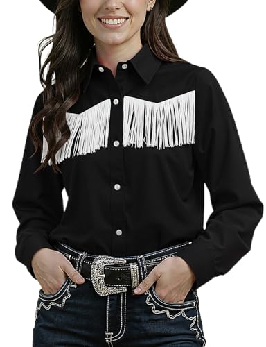 Amazon.com: Noomelfish Women's Fringe Western Shirt Pearl Snap