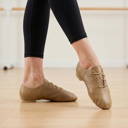 Image of Linodes Leather Lace Up Unisex Jazz Shoe for Women and Men's Dance Shoes