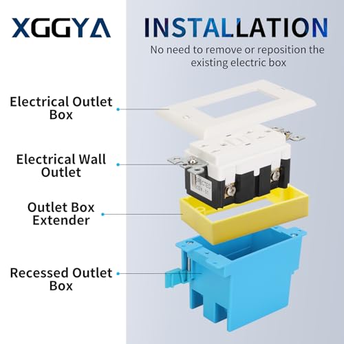 Image of 12PCS 3 /4 Inch Single Gang Outlet Box Extender,Yellow | Electric Outlet Extender Box With 24 screws; Gang Box Extender for Electrical Outlet Box and Electrical Outlet Switches.