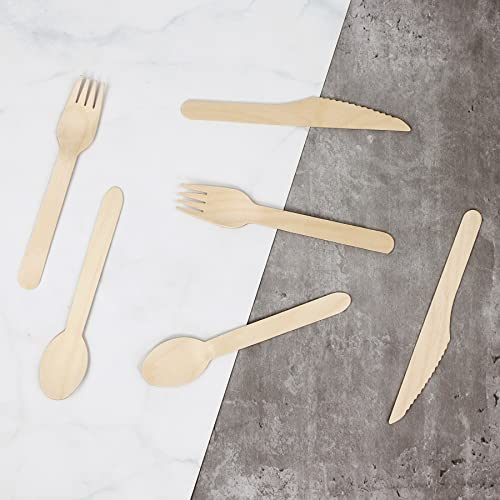 Miniatura 3 de Exzact Cubiertos Desechables De Madera, 150 Piezas, Reciclables, Tenedores Y Cucharas Para Fiestas, Camping, Viajes Y Barbacoas, Resistentes,
