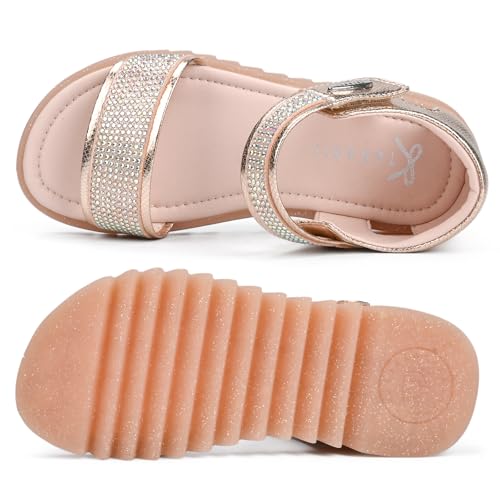 Girls Sandals Cute Glittery Open Toe Flats Dress Sandals2
