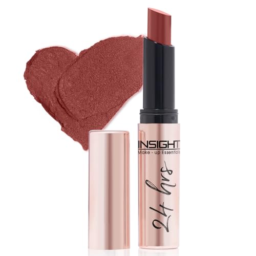 INSIGHT 24 Hrs Non-Transfer Matte Lipstick | Lightweight, Highly Pigmented, Long Wear | Kiss Proof & Smudge Proof | With Vitamin E & Jojoba Oil | Vegan, Toxin Free | Shade – 08 Stay Basic (3g)