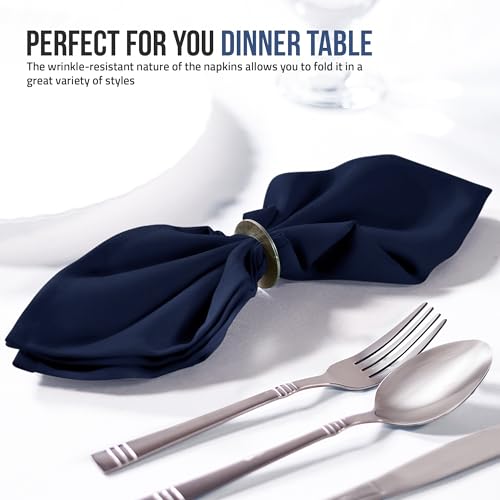 Serviettes de table tissu lavables bleu marine 50x50 polyester fêtes - 5