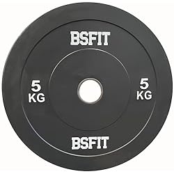 Discos Bumper 5 Kg BSFIT® 1 Disco de 5 kg Pesas duraderos de Caucho, Disco olimpico Bumper Discos, Calidad Premiun Centro de Acero Orificio olimpico de 50mm