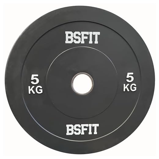 BSFIT® 1 Disco de 5 kg Pesas duraderos de Caucho, Disco olimpico Bumper Discos, Calidad Premiun Centro de Acero Orificio olimpico de 50mm
