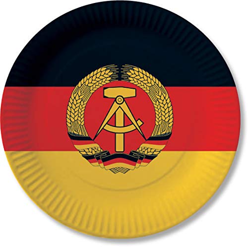 Preisvergleich Produktbild 10 Pappteller im * DDR * für Party und Geburtstag von DH-Konzept / / Teller Partyteller Party Fete Mottoparty Deutsche Demokratische Republik Schwarz Rot Gold Hammer Sicher Ostalgie