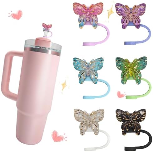 6pcs YKL A Butterfly Stanley Straw Topper Cup Accessories Straw Cover Toppers For Stanley Cups