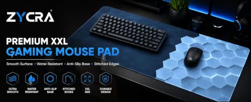 Image of ZYCRA Gaming Mouse Pad Large Extended Desk Mat | Waterproof Smooth Surface, Anti-Slip Rubber Base, Stitched Edges, Black Mouse Pad for Office, Work from Home & Gaming (3D Gaming Honey Cube)