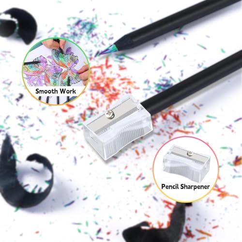 Image of 12PCS Colors Rainbow Pencils,Black Wooden Rainbow Color Pencils, Multicolored Pencils Art Supplies for Adults Drawing Coloring Sketching, Party Favor Bags, Pre-sharpened