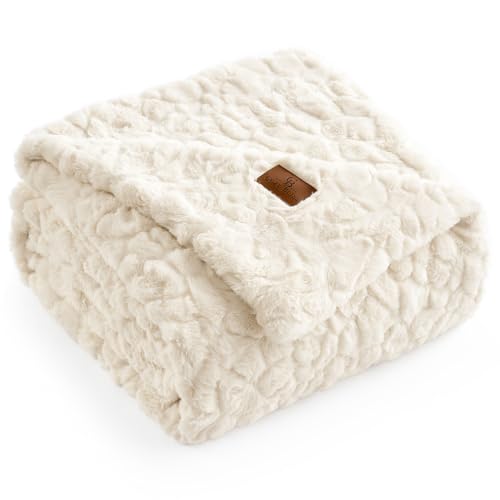 Cozy Bliss Faux Fur Throw Blanket for Couch, Fuzzy Soft Plush Thi...