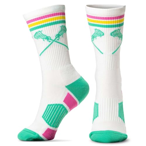 Image of ChalkTalkSPORTS Girls Lacrosse Socks - Mid-Calf Crew - Youth & Adult | Moisture-Wicking Performance Blend, Athletic Lax Gear, Stay-Up Technology, Arch Support, Breathable, Girls and Women