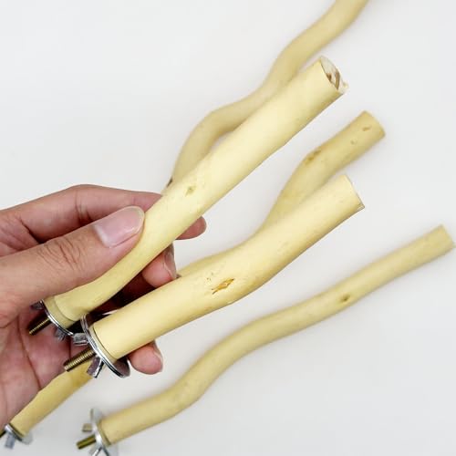 Image of Woohome 5 PCS Natural Wood Perches in Curved Shape for Parrot, Wooden Bird Parrot Stand Cage Perch Accessories for Small Birds Budgies Cockatiels Conure Lovebirds