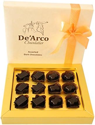De'Arco Chocolatier Premium Chocolate Gift Box, Dark Chocolates, Baie Traitee, French Style Luxury Chocolates, 12 Pieces