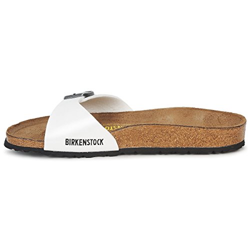 Image of Birkenstock Women's Narrow Fit Mules, White Ice Pearl Mondstein, 4.5 Big Kid